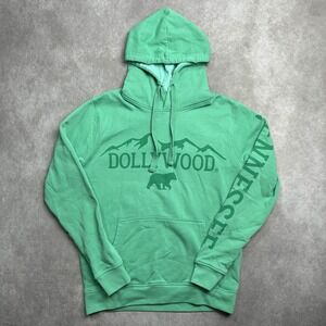 Dollywood Dolly Parton Hoodie Sweatshirt Spell out Green Pullover Sz Medium